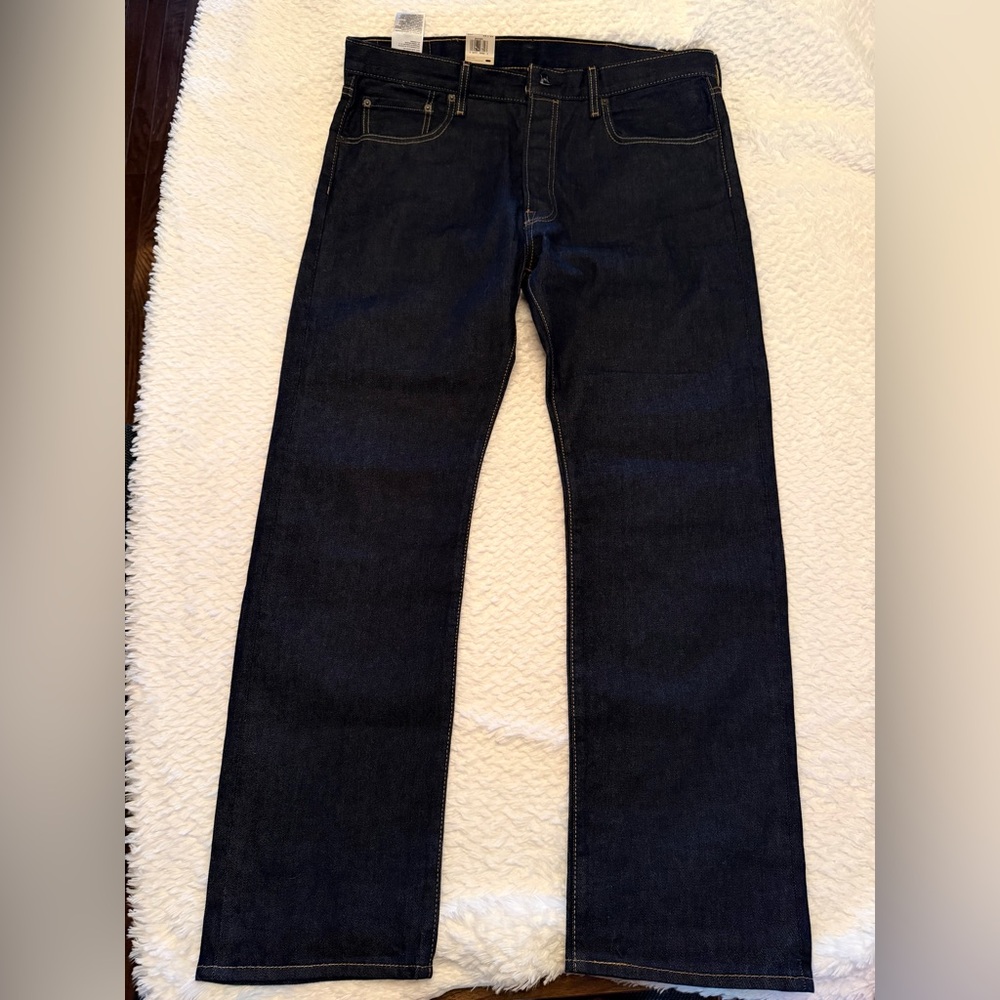 Levi's Men's 501 Straight Jeans - Deep Indigo Button fly - Picture 3 of 6